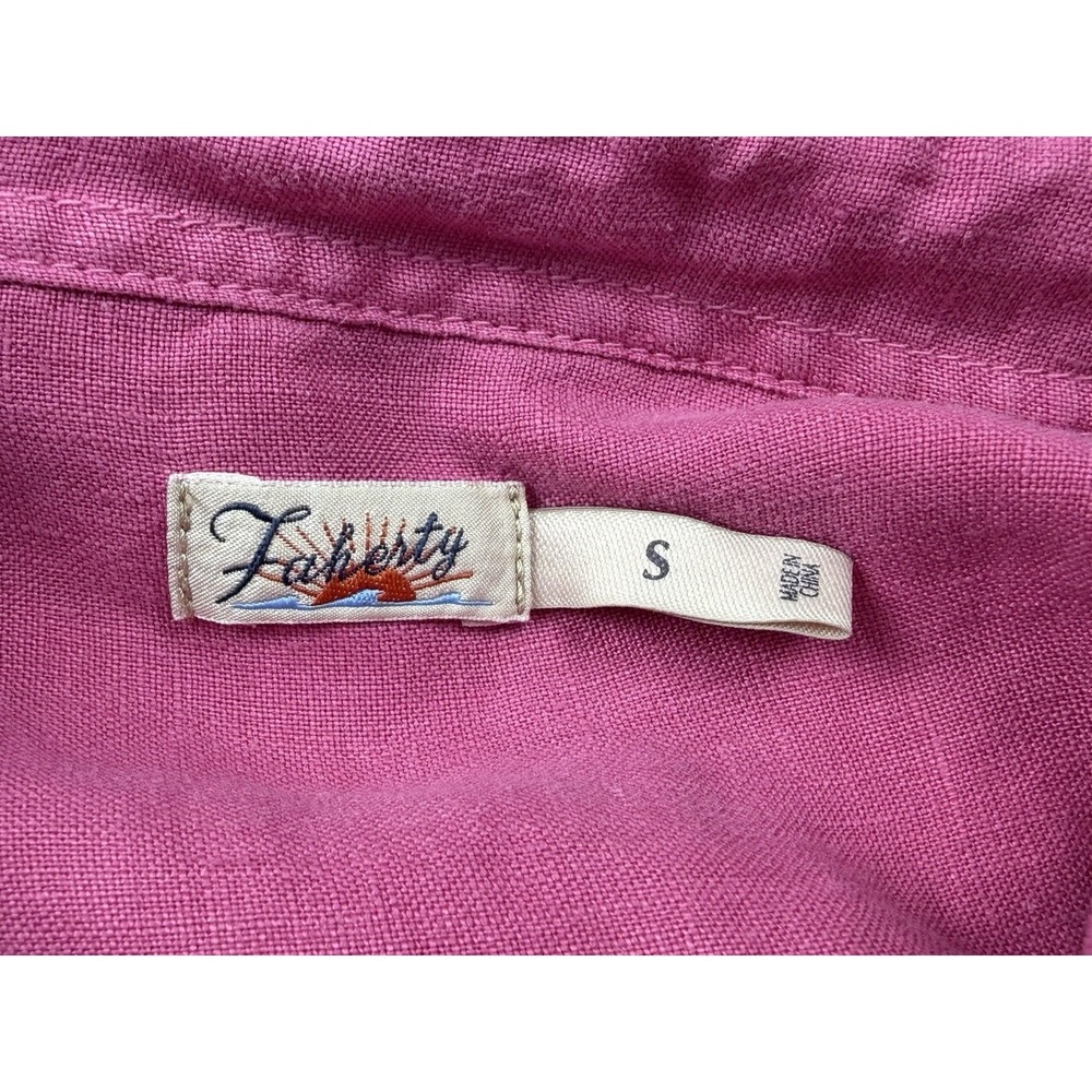 Faherty Laguna 100% Linen Long Sleeve Relaxed Button-Up Shirt Pink Women's Small - Picture 6 of 11